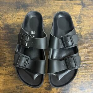Birkenstock Arizona leather black Sandals Mens 8N Womens 10N 41 narrow